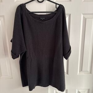 Eileen Fisher Short Sleeve Cashmere Blend Brown Sweater Size XL
